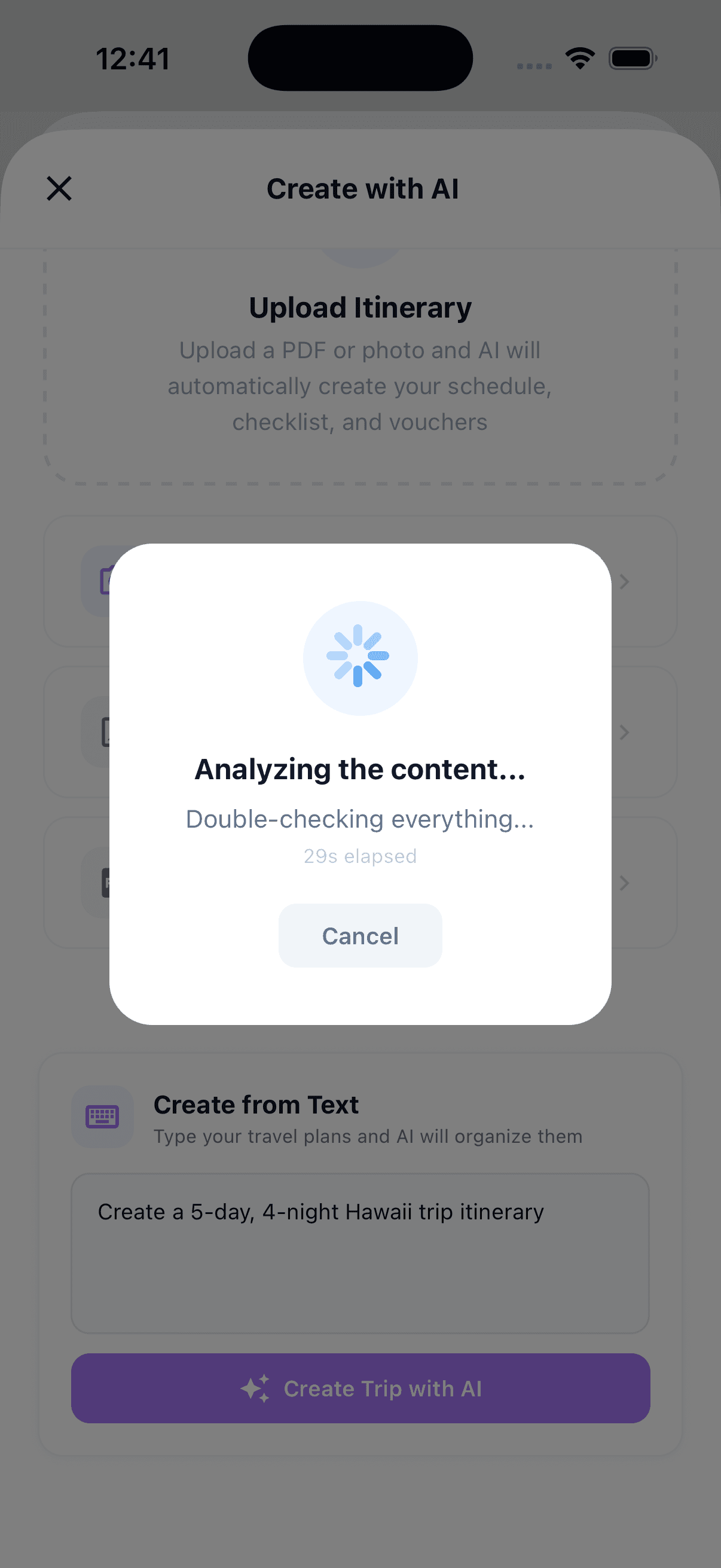 AI analyzing — loading screen