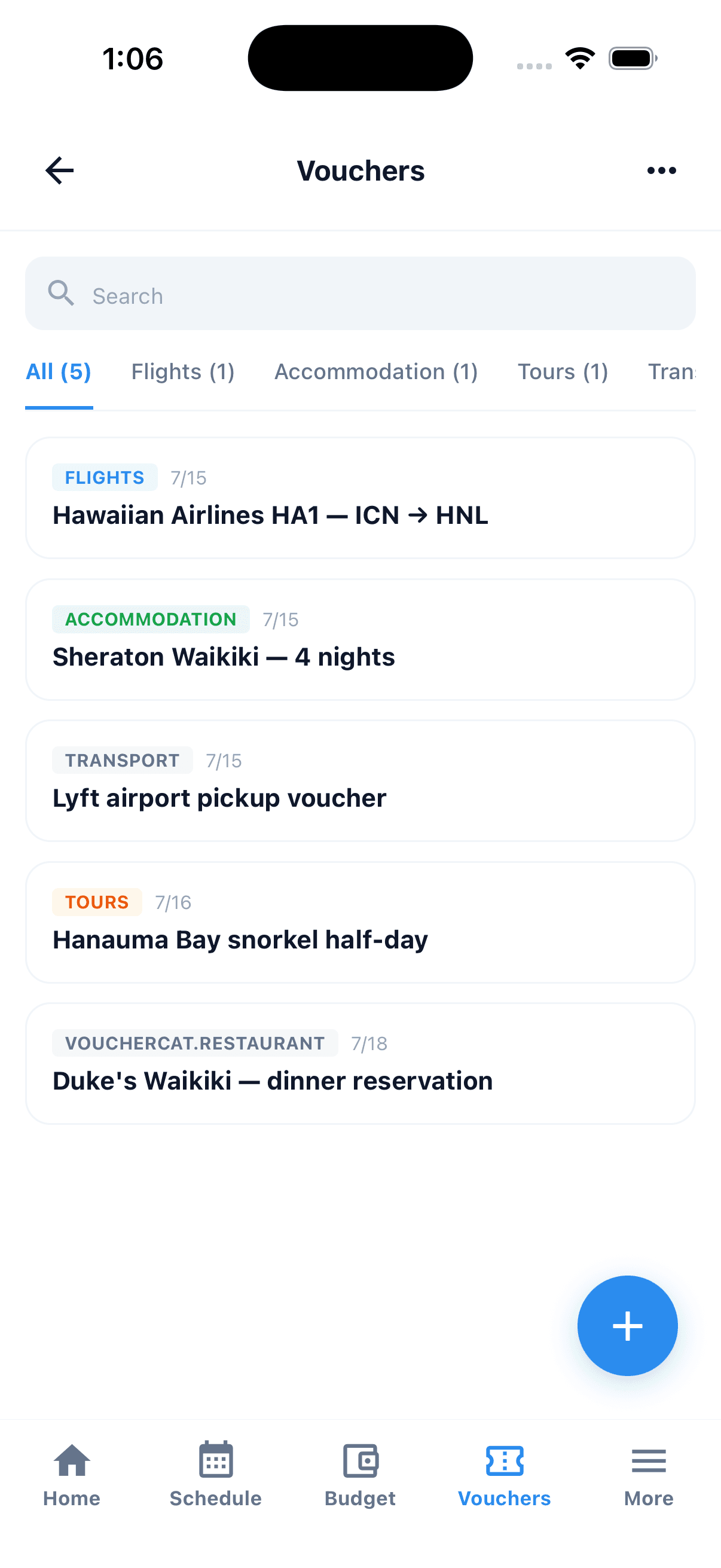 Add voucher — category, booking number, file