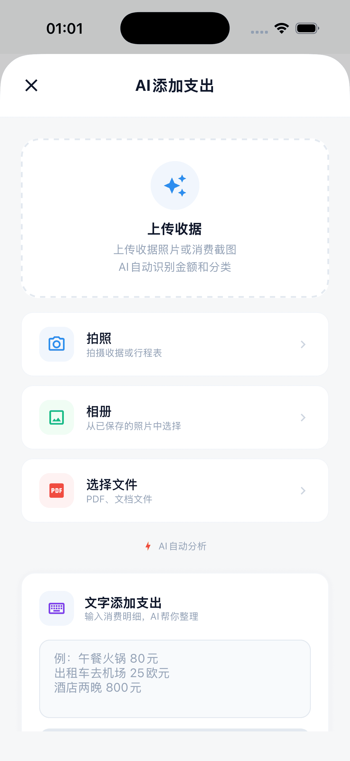 账本 — 总支出与类别比例