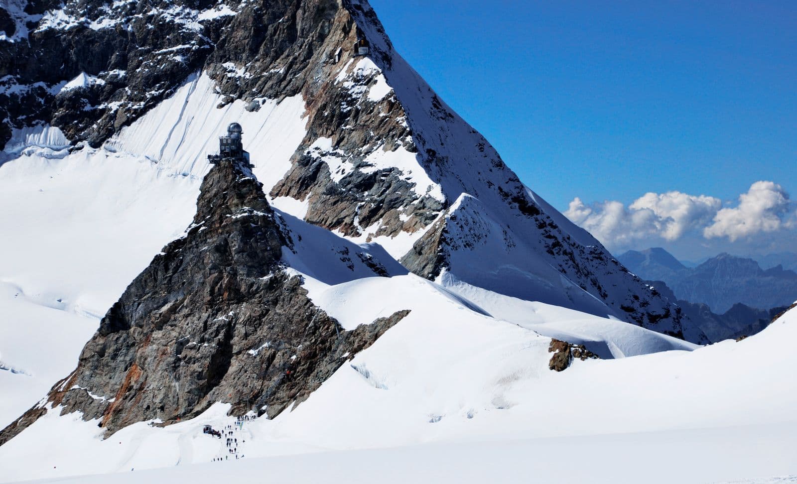 The Sphinx observatory and snow ridges at Jungfraujoch