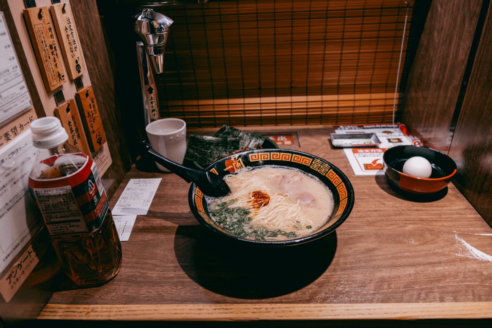 Close-up of a bowl of Hakata tonkotsu ramen