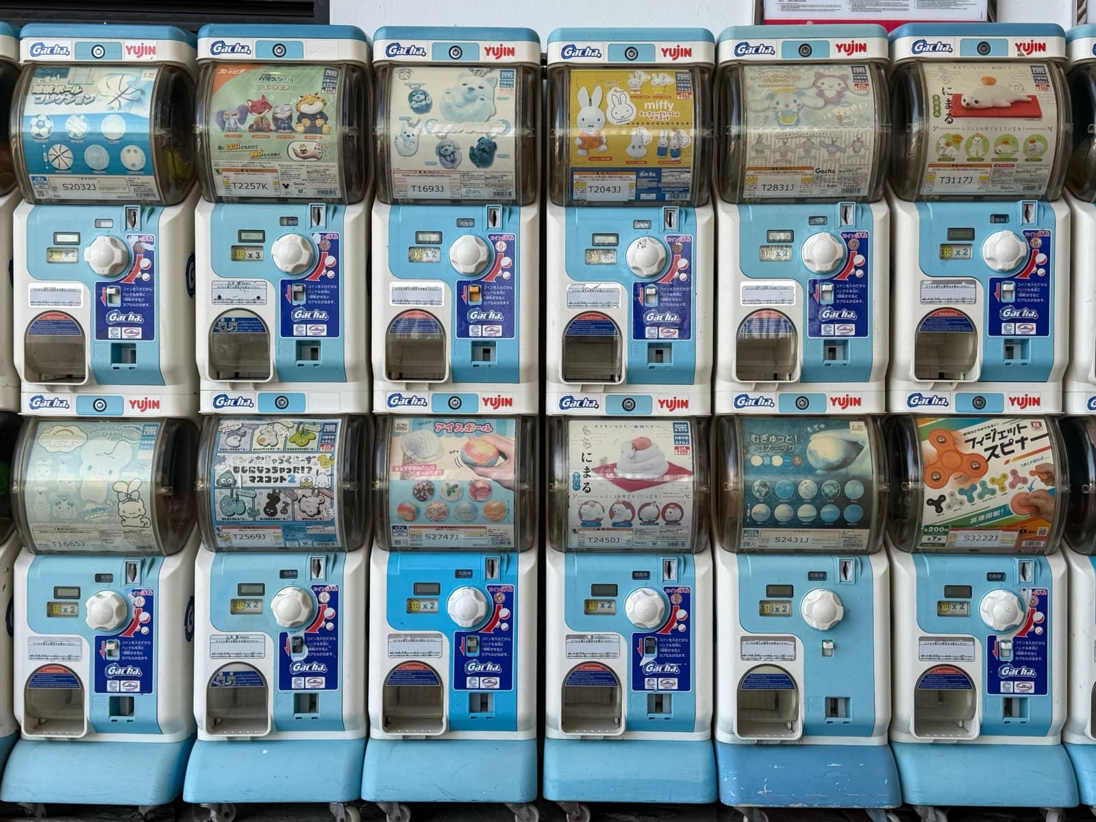 A colorful display of capsule toys
